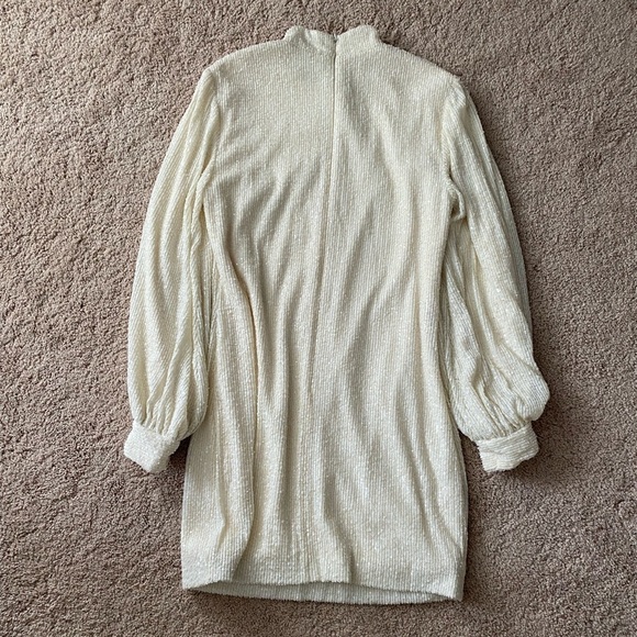 Alexis- NWT Ivory Sequin Longsleeve Balloon Sleeve Mini Dress - Picture 5 of 10